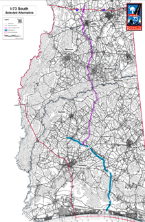 Map of possible southern cooridor